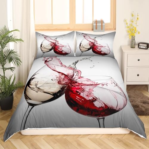 Rotwein Bettwäsche 200x200 Weingläser Bettbezug 3D Weiche Mikrofaser 3 Teilig Bettwäsche-Sets mit Reißverschluss und 2 Kissenbezüge 80x80 cm für Erwachsene C.881 Rotwein Bettwäsche 200x200 Weingläser Bettbezug 3D Weiche Mikrofaser 3 Teilig Bettwäsche-Sets mit Reißverschluss und 2 Kissenbezüge 80x80 cm für Erwachsene C.881 von Generic
