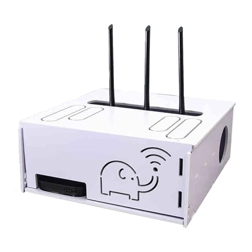 Router Box verstecken PVC Gute Kompatibilität flaches Design große kapazität Router Schrank Weiß Router aufbewahrungsbox Router Regal für Raumdekoration(31.2 * 13.5 * 32cm A) von Generic