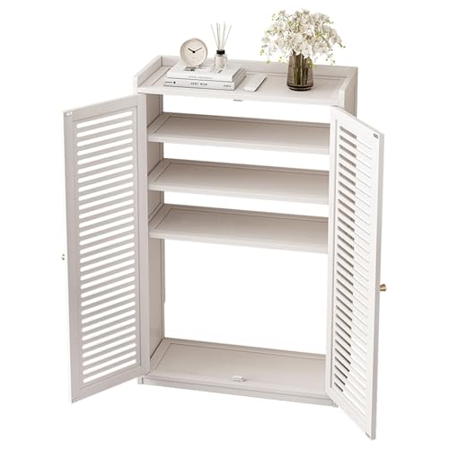 Router Schrank Verdicktes Bambusmaterial Magnetisches Türdesign Verstellbare Regale Multifunktional Router Aufbewahrungsbox für Büro und Haus(White,59 * 25 * 97cm) von Generic