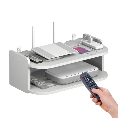 Router Shelf - Router Wall Mount | No Drill Wireless Router | TV Set-Top Box Holder | Wireless Router Heat Dissipation Rack | Multifunctional Storage Rack for Set-top Boxes, Routers, Game Consoles Router Shelf - Router Wall Mount | No Drill Wireless Router | TV Set-Top Box Holder | Wireless Router Heat Dissipation Rack | Multifunctional Storage Rack for Set-top Boxes, Routers, Game Consoles von Generic