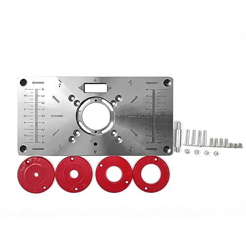 Router Tisch Einsatz Platte Holzbearbeitung Bänke Aluminium Holz Router Trimmer Modelle Graviermaschine Mit 4 Ringe Werkzeuge(Red) von Generic