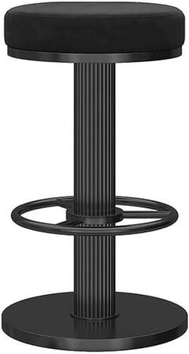 Rückenfreier Barhocker 360° Drehbarer Esszimmerstuhl, Verstellbar 25,6-31,5 Zoll Empfangs-barhocker, Sitz Aus Samt Und Runder Fußstütze Aus Metall, Black von Generic