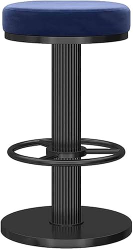Rückenfreier Barhocker 360° Drehbarer Esszimmerstuhl, Verstellbar 25,6-31,5 Zoll Empfangs-barhocker, Sitz Aus Samt Und Runder Fußstütze Aus Metall, Blue von Generic