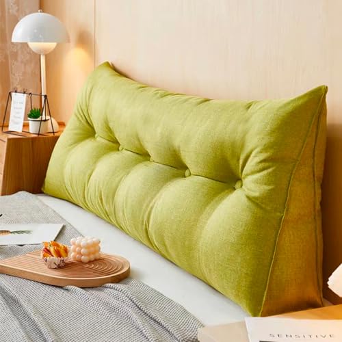 Rückenkissen,Keilkissen for Bett Und Sofa Geeignet,Dreieckiges Lesekissen,Kissen Mit Abnehmbarem Und Waschbarem Bezug,mit Praktischem Seitenfach,Sitzkissen, Wandkissen(Apple Green,150 * 50 * 20cm) von Generic