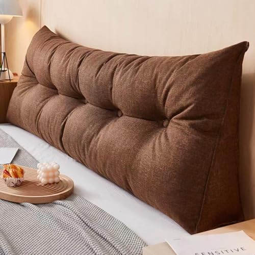 Rückenkissen,Keilkissen for Bett Und Sofa Geeignet,Dreieckiges Lesekissen,Kissen Mit Abnehmbarem Und Waschbarem Bezug,mit Praktischem Seitenfach,Sitzkissen, Wandkissen(Brown,100 * 50 * 20cm) von Generic