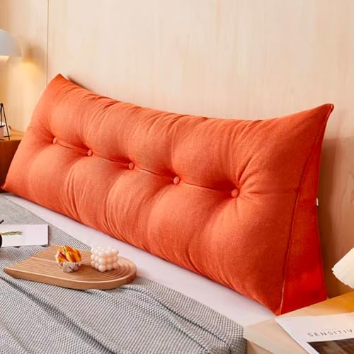 Rückenkissen,Keilkissen for Bett Und Sofa Geeignet,Dreieckiges Lesekissen,Kissen Mit Abnehmbarem Und Waschbarem Bezug,mit Praktischem Seitenfach,Sitzkissen, Wandkissen(Orange,100 * 50 * 20cm) von Generic