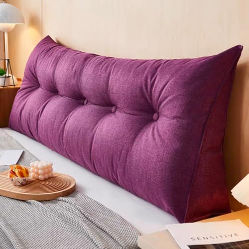 Rückenkissen,Keilkissen for Bett Und Sofa Geeignet,Dreieckiges Lesekissen,Kissen Mit Abnehmbarem Und Waschbarem Bezug,mit Praktischem Seitenfach,Sitzkissen, Wandkissen(Purple,200 * 50 * 20cm) von Generic