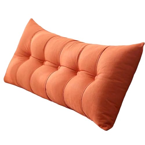 Rückenkissen Keilkissen Kopfende Großes Bettkissen Bequemes Lesekissen Und Rückenteil Im Bett 2 In 1 Rückenlehne Und Kopfkissen Langes Kissen Sofa Couch Samt(Orange,180 * 60cm) von Generic