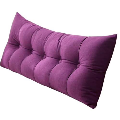 Rückenkissen Keilkissen Kopfende Großes Bettkissen Bequemes Lesekissen Und Rückenteil Im Bett 2 In 1 Rückenlehne Und Kopfkissen Langes Kissen Sofa Couch Samt(Purple,100 * 60cm) von Generic