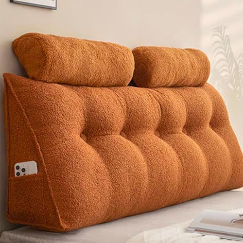 Rückenlehnenpositionierungs-Nackenkissen, Kopfteil-Keilkissen, dreieckige Rückenlehnenstütze mit abnehmbarem Bezug for Lesen, Bettruhe(Orange,180 * 50 * 20cm) von Generic
