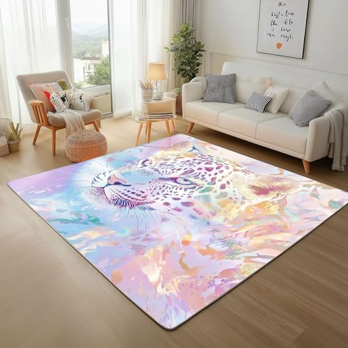 Rugs for Living Room - Teppich Kurzflor Abstrakt Gemalter Leopard Teppich Flauschig Tiere Gepard Farbe Waschbare Teppiche für Wohnzimmer Schlafzimmer Jugendzimmer Bettvorleger 200x300cm Rugs for Living Room - Teppich Kurzflor Abstrakt Gemalter Leopard Teppich Flauschig Tiere Gepard Farbe Waschbare Teppiche für Wohnzimmer Schlafzimmer Jugendzimmer Bettvorleger 200x300cm von Generic