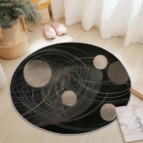 Rund Teppich 120 cm Fantasie Universum Planeten Linien Teppiche Plüsch Flauschig Weich Teppich Waschbar Modern Wohnzimmer Schlafzimmer Kinderzimmer Dekorative Küche Fußmatte Schwarz Rund Teppich 120 cm Fantasie Universum Planeten Linien Teppiche Plüsch Flauschig Weich Teppich Waschbar Modern Wohnzimmer Schlafzimmer Kinderzimmer Dekorative Küche Fußmatte Schwarz von Generic