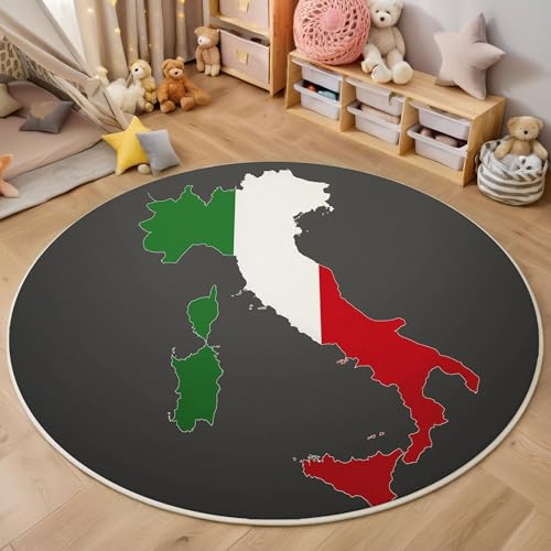Rund Teppich 140 cm Italienische Flagge rutschfest Teppiche Plüsch Flauschig Weich Teppich Waschbar Elemente Der Nationalflagge Wohnzimmer Schlafzimmer Küche Fußmatte Haustierteppich, Dunkelgrau Rund Teppich 140 cm Italienische Flagge rutschfest Teppiche Plüsch Flauschig Weich Teppich Waschbar Elemente Der Nationalflagge Wohnzimmer Schlafzimmer Küche Fußmatte Haustierteppich, Dunkelgrau von Generic