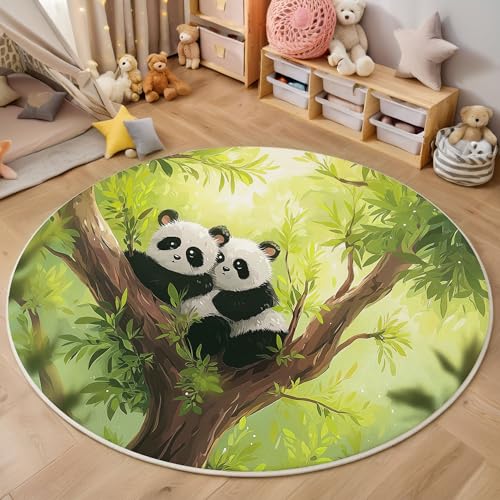 Rund Teppich 140 cm süßer Panda rutschfest Teppiche Plüsch Flauschig Weich Teppich Waschbar Cartoon-Tiere Wohnzimmer Schlafzimmer Küche Fußmatte Haustierteppich, Grün Rund Teppich 140 cm süßer Panda rutschfest Teppiche Plüsch Flauschig Weich Teppich Waschbar Cartoon-Tiere Wohnzimmer Schlafzimmer Küche Fußmatte Haustierteppich, Grün von Generic