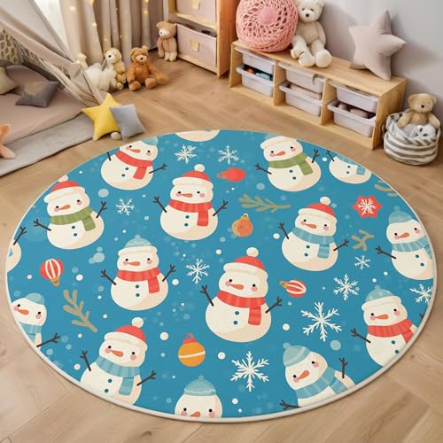 Rund Teppich 150 cm Cartoon-Schneemann rutschfest Teppiche Plüsch Flauschig Weich Teppich Waschbar Einfach und süß Wohnzimmer Schlafzimmer Dekorative Küche Fußmatte Haustierteppich, Blau Rund Teppich 150 cm Cartoon-Schneemann rutschfest Teppiche Plüsch Flauschig Weich Teppich Waschbar Einfach und süß Wohnzimmer Schlafzimmer Dekorative Küche Fußmatte Haustierteppich, Blau von Generic