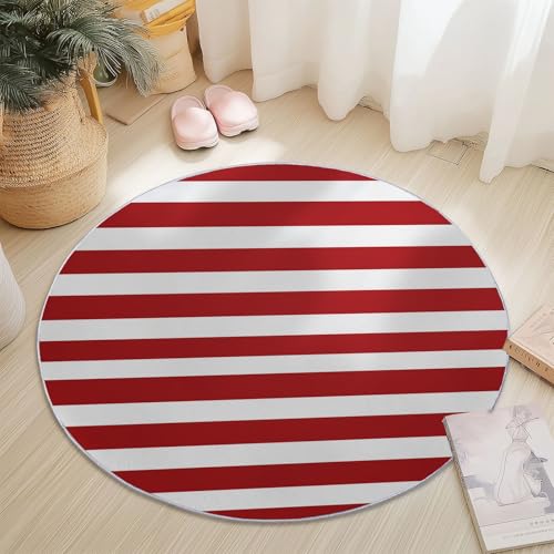 Rund Teppich 150 cm Minimalistisch Streifen Rot Und Weiß Teppiche Plüsch Flauschig Weich Teppich Waschbar Modern Wohnzimmer Schlafzimmer Kinderzimmer Dekorative Küche Fußmatte Rot Rund Teppich 150 cm Minimalistisch Streifen Rot Und Weiß Teppiche Plüsch Flauschig Weich Teppich Waschbar Modern Wohnzimmer Schlafzimmer Kinderzimmer Dekorative Küche Fußmatte Rot von Generic