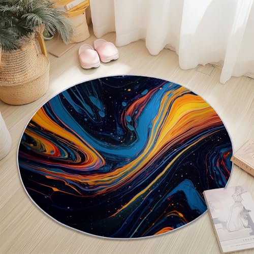 Rund Teppich 180 cm Abstrakt Farbwirbel Flüssige Textur Teppiche Plüsch Flauschig Weich Teppich Waschbar Modern Wohnzimmer Schlafzimmer Kinderzimmer Dekorative Küche Fußmatte Bunt von Generic