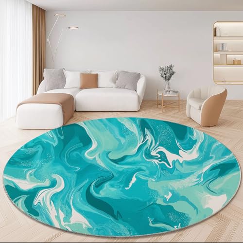 Rund Teppich 180 cm Abstrakt Flüssig Textur Teppiche Plüsch Flauschig Weich Teppich Waschbar Modern Wohnzimmer Schlafzimmer Kinderzimmer Dekorative Küche Fußmatte Blau Rund Teppich 180 cm Abstrakt Flüssig Textur Teppiche Plüsch Flauschig Weich Teppich Waschbar Modern Wohnzimmer Schlafzimmer Kinderzimmer Dekorative Küche Fußmatte Blau von Generic