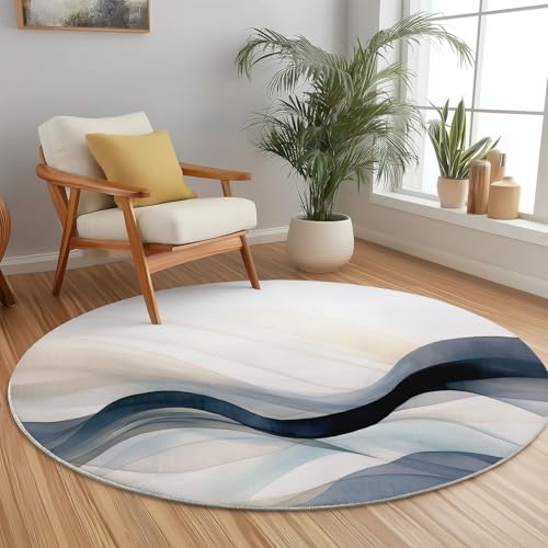 Rund Teppich 180 cm Abstrakt Wellenlinien Farbverlauf Teppiche Plüsch Flauschig Weich Teppich Waschbar Modern Wohnzimmer Schlafzimmer Kinderzimmer Dekorative Küche Fußmatte Blau Rund Teppich 180 cm Abstrakt Wellenlinien Farbverlauf Teppiche Plüsch Flauschig Weich Teppich Waschbar Modern Wohnzimmer Schlafzimmer Kinderzimmer Dekorative Küche Fußmatte Blau von Generic