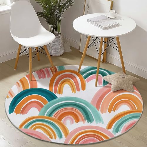 Rund Teppich 180 cm Modern Regenbogen Handgezeichnet Teppiche Plüsch Flauschig Weich Teppich Waschbar Modern Wohnzimmer Schlafzimmer Kinderzimmer Dekorative Küche Fußmatte Bunt Rund Teppich 180 cm Modern Regenbogen Handgezeichnet Teppiche Plüsch Flauschig Weich Teppich Waschbar Modern Wohnzimmer Schlafzimmer Kinderzimmer Dekorative Küche Fußmatte Bunt von Generic