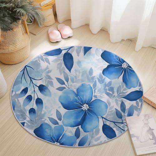 Rund Teppich 180 cm Natur Pflanzen Blumen Teppiche Plüsch Flauschig Weich Teppich Waschbar Modern Wohnzimmer Schlafzimmer Kinderzimmer Dekorative Küche Fußmatte Blau Rund Teppich 180 cm Natur Pflanzen Blumen Teppiche Plüsch Flauschig Weich Teppich Waschbar Modern Wohnzimmer Schlafzimmer Kinderzimmer Dekorative Küche Fußmatte Blau von Generic