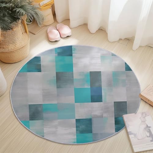 Rund Teppich 180 cm Nordische Schlichtheit Kariert Pinselstriche Teppiche Plüsch Flauschig Weich Teppich Waschbar Modern Wohnzimmer Schlafzimmer Kinderzimmer Dekorative Küche Fußmatte Blau Rund Teppich 180 cm Nordische Schlichtheit Kariert Pinselstriche Teppiche Plüsch Flauschig Weich Teppich Waschbar Modern Wohnzimmer Schlafzimmer Kinderzimmer Dekorative Küche Fußmatte Blau von Generic