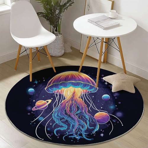 Rund Teppich 180 cm Science-Fiction Quallen Planeten Teppiche Plüsch Flauschig Weich Teppich Waschbar Modern Wohnzimmer Schlafzimmer Kinderzimmer Dekorative Küche Fußmatte Lila Rund Teppich 180 cm Science-Fiction Quallen Planeten Teppiche Plüsch Flauschig Weich Teppich Waschbar Modern Wohnzimmer Schlafzimmer Kinderzimmer Dekorative Küche Fußmatte Lila von Generic