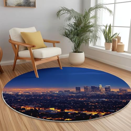 Rund Teppich 180 cm Stadt Nachtansicht Skyline Teppiche Plüsch Flauschig Weich Teppich Waschbar Modern Wohnzimmer Schlafzimmer Kinderzimmer Dekorative Küche Fußmatte Blau Rund Teppich 180 cm Stadt Nachtansicht Skyline Teppiche Plüsch Flauschig Weich Teppich Waschbar Modern Wohnzimmer Schlafzimmer Kinderzimmer Dekorative Küche Fußmatte Blau von Generic