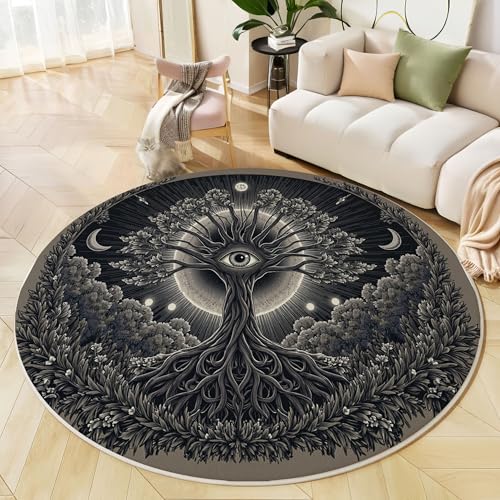 Rund Teppich 200 cm Baum des Lebens rutschfest Teppiche Plüsch Flauschig Weich Teppich Waschbar Abstrakte Kunst Wohnzimmer Schlafzimmer Dekorative Küche Fußmatte Haustierteppich, Grau Rund Teppich 200 cm Baum des Lebens rutschfest Teppiche Plüsch Flauschig Weich Teppich Waschbar Abstrakte Kunst Wohnzimmer Schlafzimmer Dekorative Küche Fußmatte Haustierteppich, Grau von Generic