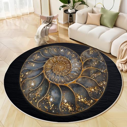 Rund Teppich 200 cm Nautilus-Fossilschale rutschfest Teppiche Plüsch Flauschig Weich Teppich Waschbar Elegant Und Luxuriös Wohnzimmer Schlafzimmer Dekorative Küche Fußmatte Haustierteppich, Grau Rund Teppich 200 cm Nautilus-Fossilschale rutschfest Teppiche Plüsch Flauschig Weich Teppich Waschbar Elegant Und Luxuriös Wohnzimmer Schlafzimmer Dekorative Küche Fußmatte Haustierteppich, Grau von Generic
