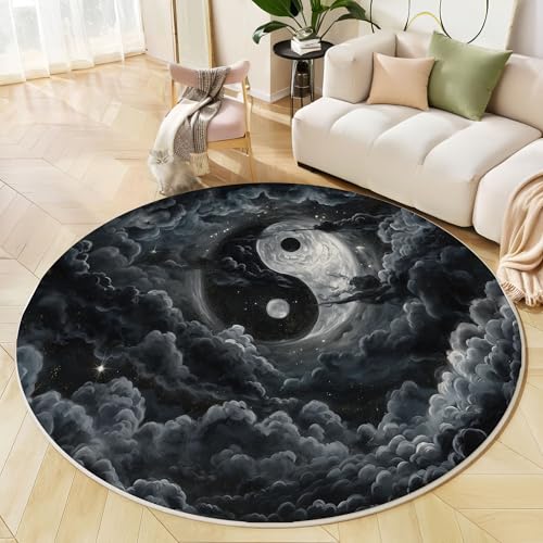 Rund Teppich 200 cm Tai Chi-Symbol rutschfest Teppiche Plüsch Flauschig Weich Teppich Waschbar Aquarellwolken Wohnzimmer Schlafzimmer Dekorative Küche Fußmatte Haustierteppich, Grau Rund Teppich 200 cm Tai Chi-Symbol rutschfest Teppiche Plüsch Flauschig Weich Teppich Waschbar Aquarellwolken Wohnzimmer Schlafzimmer Dekorative Küche Fußmatte Haustierteppich, Grau von Generic