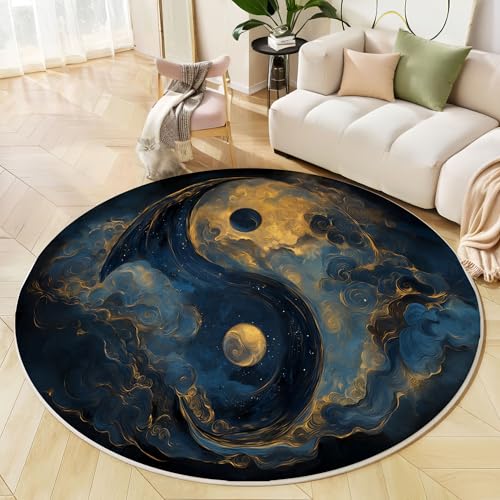 Rund Teppich 240 cm Tai Chi-Symbol rutschfest Teppiche Plüsch Flauschig Weich Teppich Waschbar EIS- Feuerelemente Wohnzimmer Schlafzimmer Dekorative Küche Fußmatte Haustierteppich, Dunkelblau Rund Teppich 240 cm Tai Chi-Symbol rutschfest Teppiche Plüsch Flauschig Weich Teppich Waschbar EIS- Feuerelemente Wohnzimmer Schlafzimmer Dekorative Küche Fußmatte Haustierteppich, Dunkelblau von Generic