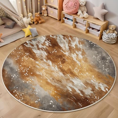 Rund Teppich 90 cm Aquarelltextur rutschfest Teppiche Plüsch Flauschig Weich Teppich Waschbar Abstrakter Stil Wohnzimmer Schlafzimmer Dekorative Küche Fußmatte Haustierteppich, Hellbraun Rund Teppich 90 cm Aquarelltextur rutschfest Teppiche Plüsch Flauschig Weich Teppich Waschbar Abstrakter Stil Wohnzimmer Schlafzimmer Dekorative Küche Fußmatte Haustierteppich, Hellbraun von Generic