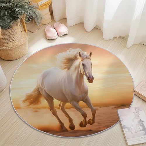 Rund Teppich 90 cm Natur Pferde Wüste Teppiche Plüsch Flauschig Weich Teppich Waschbar Modern Wohnzimmer Schlafzimmer Kinderzimmer Dekorative Küche Fußmatte Weiß Rund Teppich 90 cm Natur Pferde Wüste Teppiche Plüsch Flauschig Weich Teppich Waschbar Modern Wohnzimmer Schlafzimmer Kinderzimmer Dekorative Küche Fußmatte Weiß von Generic