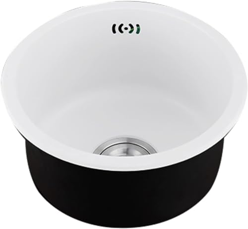 Runde Bar Spülen Weiß Spüle Küche Renovierung Pool Runde Einzelspüle Mini Bar Spüle 304 Edelstahl Runde Einzelspüle, White, 36cm von Generic