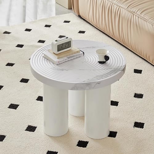 Runde Couchtisch Minimalistischer Japanischer Mit Wasserfester Platte Und Stabilen Zylindrischen Beinen Wohnzimmertisch Moderne Für Schlafzimmer Büro Und Wohnung(White,60 * 60 * 39.5cm) von Generic