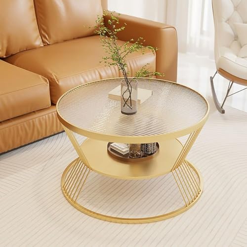 Runde Couchtische for Das Wohnzimmer, Runder Couchtisch Aus Glas Mit Stauraum, Runder Beistelltisch Mit Metallrahmen for Schlafzimmer, Büros, Rezeption(A,80cm) von Generic