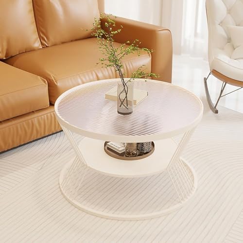 Runde Couchtische for Das Wohnzimmer, Runder Couchtisch Aus Glas Mit Stauraum, Runder Beistelltisch Mit Metallrahmen for Schlafzimmer, Büros, Rezeption(I,70cm) von Generic