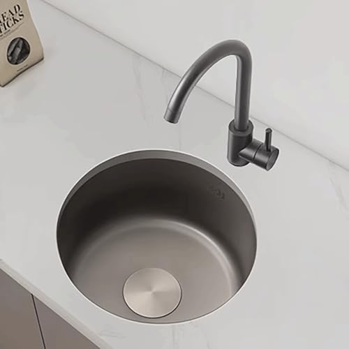 Runde Küchenspüle Einbau-Küchenspüle aus Edelstahl Spülbecken 1 Becken 3 Arten von Wasserhähnen for Restaurants und Hinterhöfe(A,42cm/16.5in) von Generic