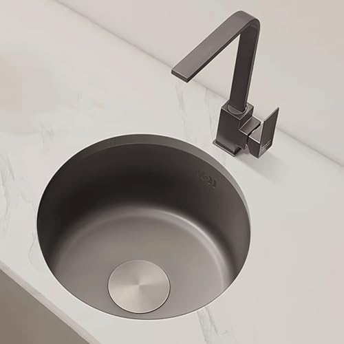 Runde Küchenspüle Einbau-Küchenspüle aus Edelstahl Spülbecken 1 Becken 3 Arten von Wasserhähnen for Restaurants und Hinterhöfe(B,42cm/16.5in) von Generic