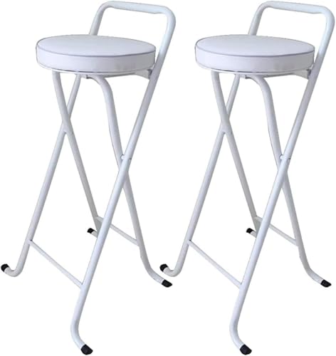 Runde Pu-gepolsterte Bar 2er-Set, Frühstückshochstuhl Für Erwachsene, Küchenarbeitsplatte In Höhe Mit Rückenlehnen, White, 65cm/26in von Generic