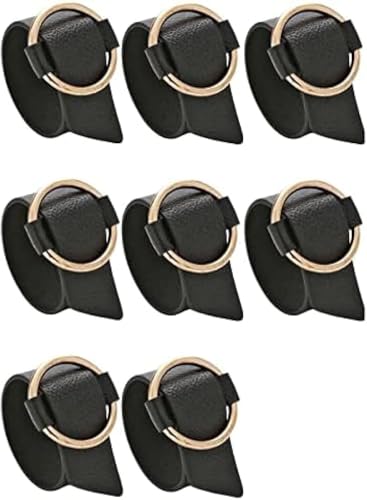 Runde Serviettenringe Aus Leder, Verstellbare Pu-serviettenschnalle, Elegantes Handgelenkornament, Modischer Serviettenhalter Für Empfänge, Dinnerparty, Bankett, Buffettischdekor, Black, Set of 8 von Generic