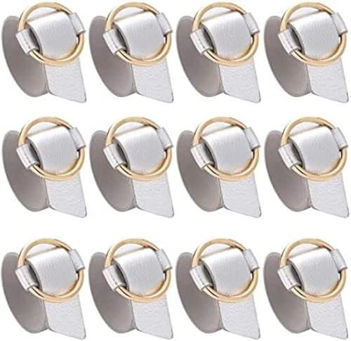 Runde Serviettenringe Aus Leder, Verstellbare Pu-serviettenschnalle, Elegantes Handgelenkornament, Modischer Serviettenhalter Für Empfänge, Dinnerparty, Bankett, Buffettischdekor, Silver, Set of 12 von Generic