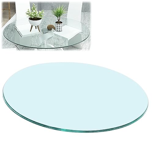 Runde Tischplatte 80cm Klare Platte Aus Gehärtetem Glas Tischplatte Für Esstisch Couchtisch Bürotisch Transparente Glasoberfläche Für Modernes Zuhause, Klar, 650mm(26In) von Generic