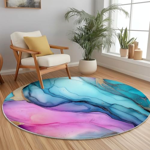 Runder Blau Lila Teppich Maschinenwaschbar Strapazierfähig, 245 cm Rund Teppiche für Wohnzimmer Wohnbereich Essbereich, Abstrakt Künstlerisch Marmorlinien Flanell Runder Teppich Weiche rutschfest Runder Blau Lila Teppich Maschinenwaschbar Strapazierfähig, 245 cm Rund Teppiche für Wohnzimmer Wohnbereich Essbereich, Abstrakt Künstlerisch Marmorlinien Flanell Runder Teppich Weiche rutschfest von Generic