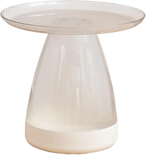Runder Couchtisch für Wohnzimmer Einfaches Design Stabiler Struktur Elegante Töne mehrerer Farben Acryl Couchtisch für Wohnzimmer oder Büro, transparentes Weiß, eine Größe, eine Größe von Generic