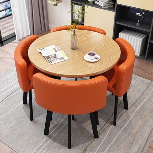 Runder Empfang Schreibtisch Negotiation Tisch für 4 Orange Dining Set Modern Conference Table Versatile Meeting Möbel Perfekt für Büros und Zuhause Runder Empfang Schreibtisch Negotiation Tisch für 4 Orange Dining Set Modern Conference Table Versatile Meeting Möbel Perfekt für Büros und Zuhause von Generic