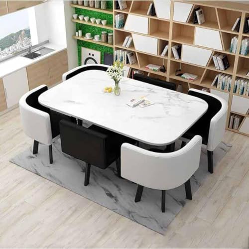 Runder Esstisch Set mit 6 Stühlen für kleines Büro Konferenzraum Moderne Möbel für Küche Lounge und Wohnzimmer 7-teiliges Konferenzraum Tisch Set von Generic