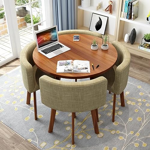 Runder Esstisch mit 4 Stühlen, modernes Möbelstück für Küche, Wohnzimmer oder Wohnzimmer, ideal für ein kleines Büro oder Konferenzraum von Generic