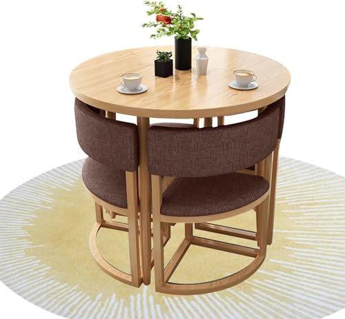Runder Esszimmertisch Set, Küchentisch und S für 4, Verhandlungstisch 1 Tisch und 4 s, Office Business Hotel Lobby Rezeptionstisch Set mit Rückenlehne, Durchmesser 80 cm, Sparplatz, Stoffkof von Generic